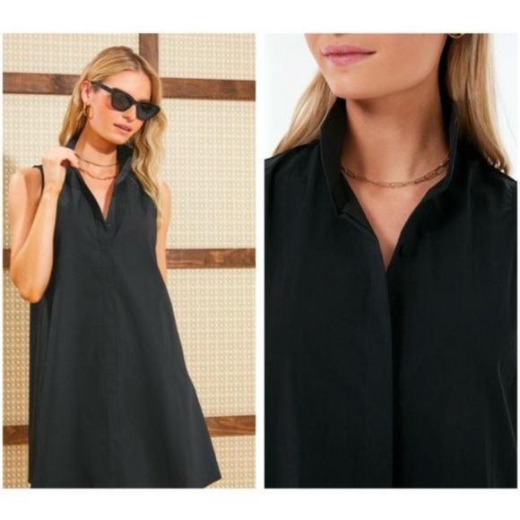 Tuckernuck Charlie Shirt Dress Sleeveless Black Pockets A-line Maternity Bump - Picture 4 of 13